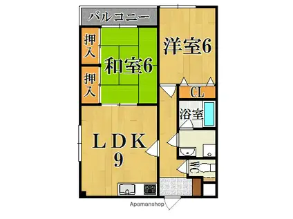八尾マンション(2LDK/2階)の間取り写真