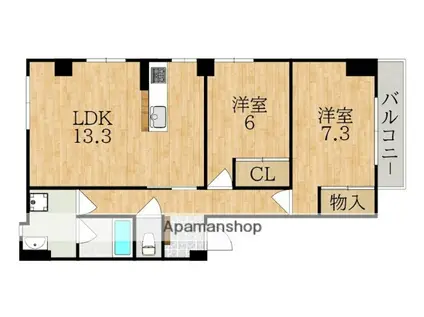 ニュー松葉マンション(2LDK/2階)の間取り写真