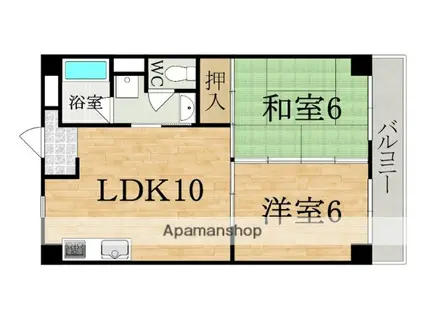 ロイヤルハイツ東生駒(2LDK/2階)の間取り写真