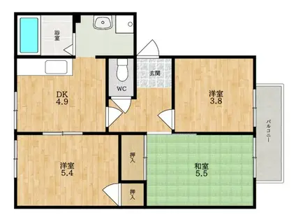 パストラル(3DK/2階)の間取り写真