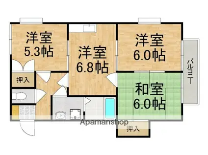 エスペランサ(3DK/1階)の間取り写真