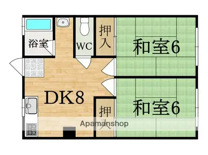 ハピネスハイツ(2DK/4階)の間取り写真