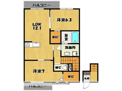 MON REVE(2LDK/2階)の間取り写真