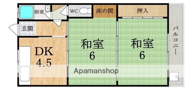 往西アパート(2K/1階)の間取り写真