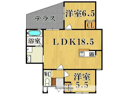 メゾンブランシュ(2LDK/1階)の間取り写真