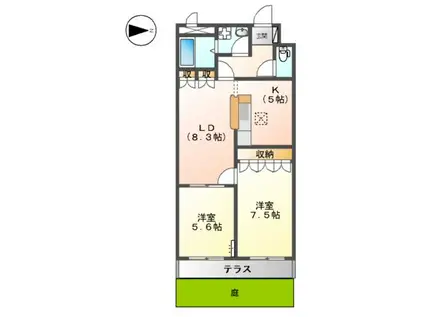 ルナピアッツァ(2LDK/1階)の間取り写真