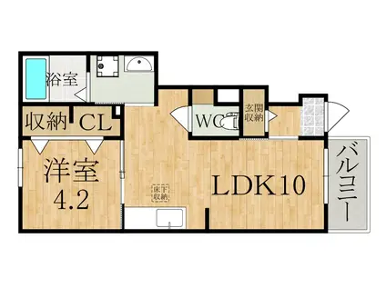 サンモール長柄(1LDK/1階)の間取り写真