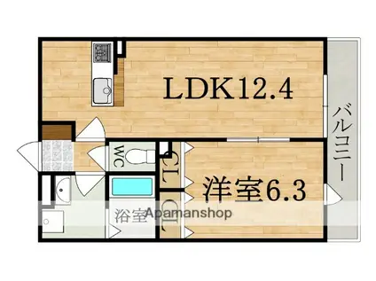 ハイツ萩の台(1LDK/2階)の間取り写真