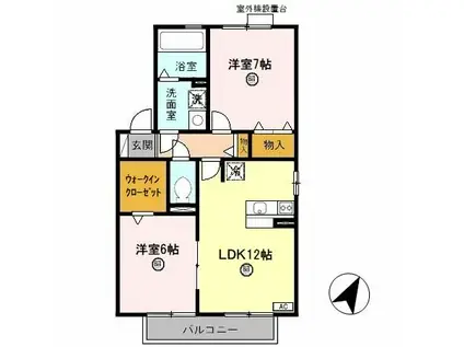 ルミエール南生駒3(2LDK/2階)の間取り写真