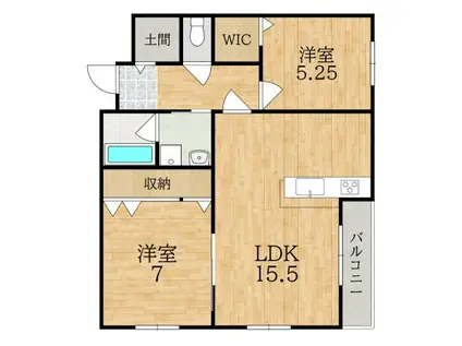 木津清水アパート(2LDK/1階)の間取り写真