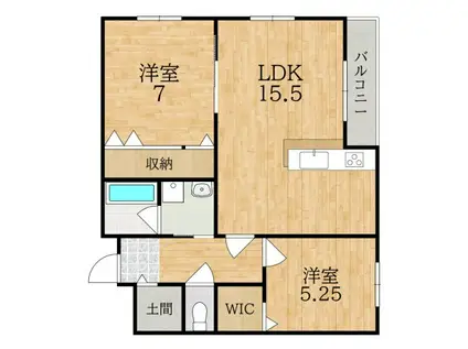 木津清水アパート(2LDK/2階)の間取り写真