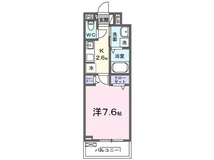 シンフォニーⅠ(1K/2階)の間取り写真