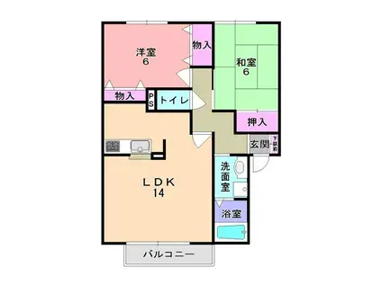 セジュールならやまⅡ(2LDK/1階)の間取り写真