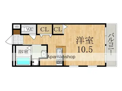 結充IMMEUBLE B館(ワンルーム/2階)の間取り写真
