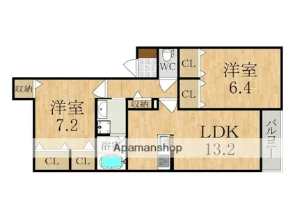 ハニーコナ(2LDK/2階)の間取り写真