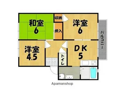 ブリーズ大安寺(2LDK/1階)の間取り写真