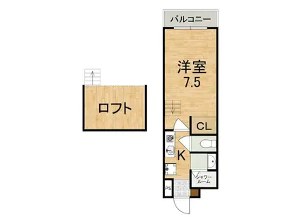 亀井参号館(1K/2階)の間取り写真