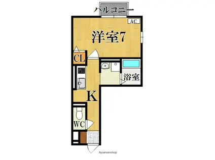 グランドゥール西大寺(1K/2階)の間取り写真