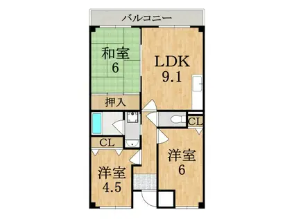 ジュネス東生駒(3LDK/2階)の間取り写真