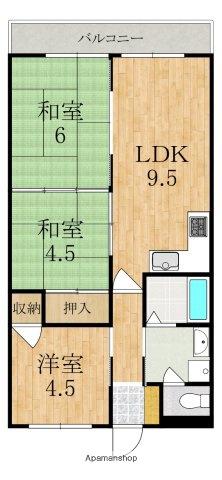 シャトー三島(3LDK/4階)の間取り写真