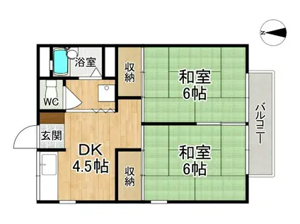 呉竹ハイツ(2DK/1階)の間取り写真