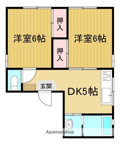 海老山マンション(2DK/2階)の間取り写真