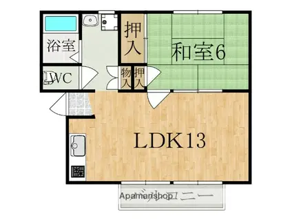 レジデンスボナールII(1LDK/2階)の間取り写真