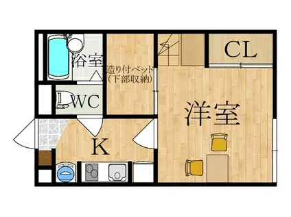 レオパレスグッドウエスト(1K/2階)の間取り写真