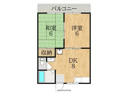 ドミール学園前II(2DK/1階)の間取り写真