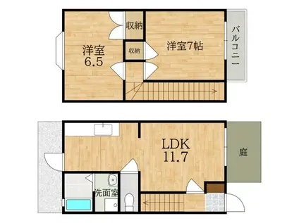 メゾンパレ神功II番館(2LDK)の間取り写真