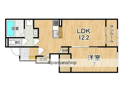 クレメント東九条B(1LDK/1階)の間取り写真