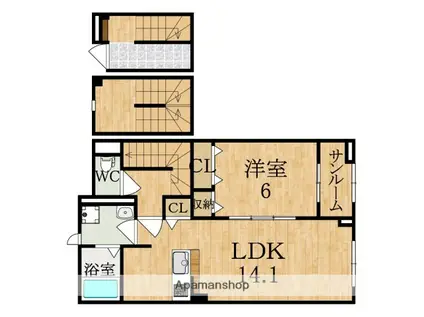 アネモスヒルズ天理II(1LDK/3階)の間取り写真