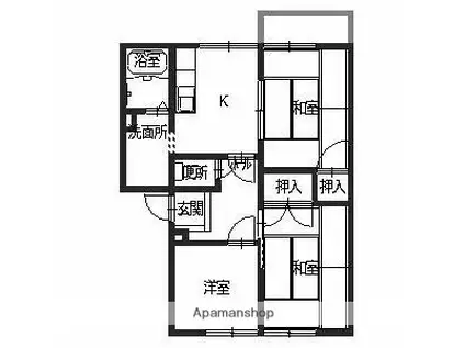 エトワール朝倉C(3K/2階)の間取り写真