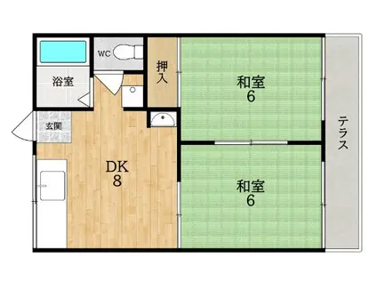 コーポ片桐(2DK/1階)の間取り写真