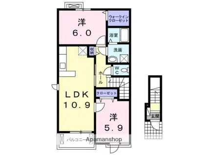 リバーサイド インフィニティII(2LDK/2階)の間取り写真