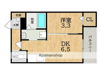 ジーメゾン大和郡山ルプレ(1DK/1階)の間取り写真