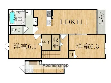 グランメゾンT(1LDK/2階)の間取り写真