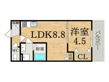 クレアール五位堂(1LDK/3階)の間取り写真