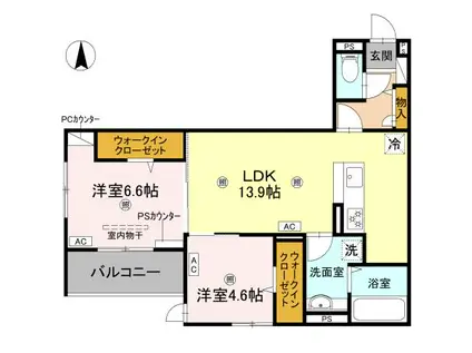 近鉄橿原線 田原本駅 徒歩13分 3階建 築1年(2LDK/3階)の間取り写真