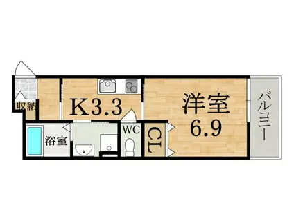 クレアール五位堂(1K/3階)の間取り写真