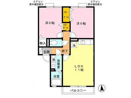 コンフォール(2LDK/2階)の間取り写真