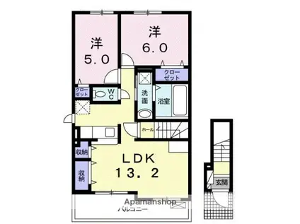 サン フィレール(2LDK/2階)の間取り写真