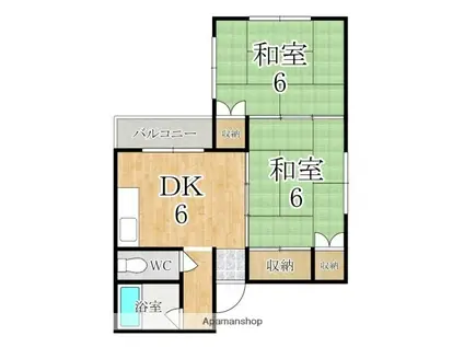 原田ハイツ(2DK/2階)の間取り写真