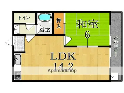 河辺ハイライフコーポ(1LDK/3階)の間取り写真