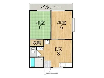 ドミール学園前Ⅱ(2DK/1階)の間取り写真