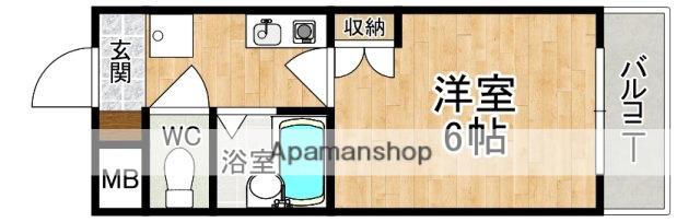リヴェール梅尾(1K/1階)の間取り写真