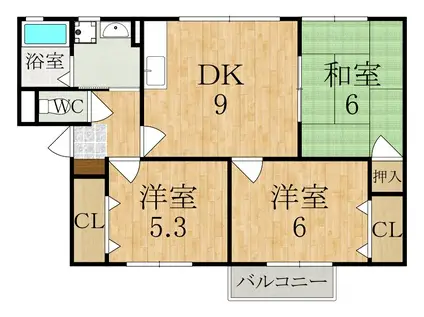ルミエール二階堂 (3DK/1階)の間取り写真