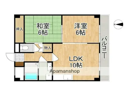 カーサ神殿(2LDK/2階)の間取り写真