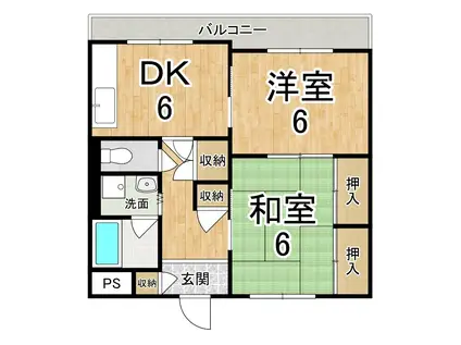 マンション大和(2DK/2階)の間取り写真