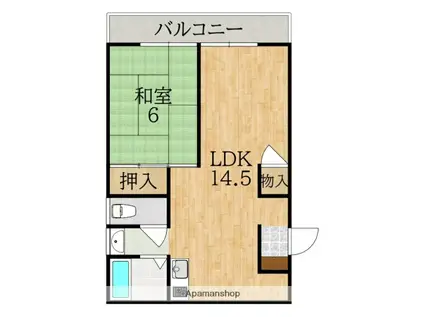 あやめ池ハイツB棟(1LDK/1階)の間取り写真